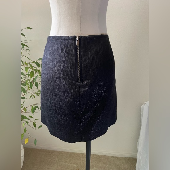 J. Crew Black Nori Cotton Silk Metiallic Jacquard Textured Mini Skirt pre-owned - Picture 2 of 11